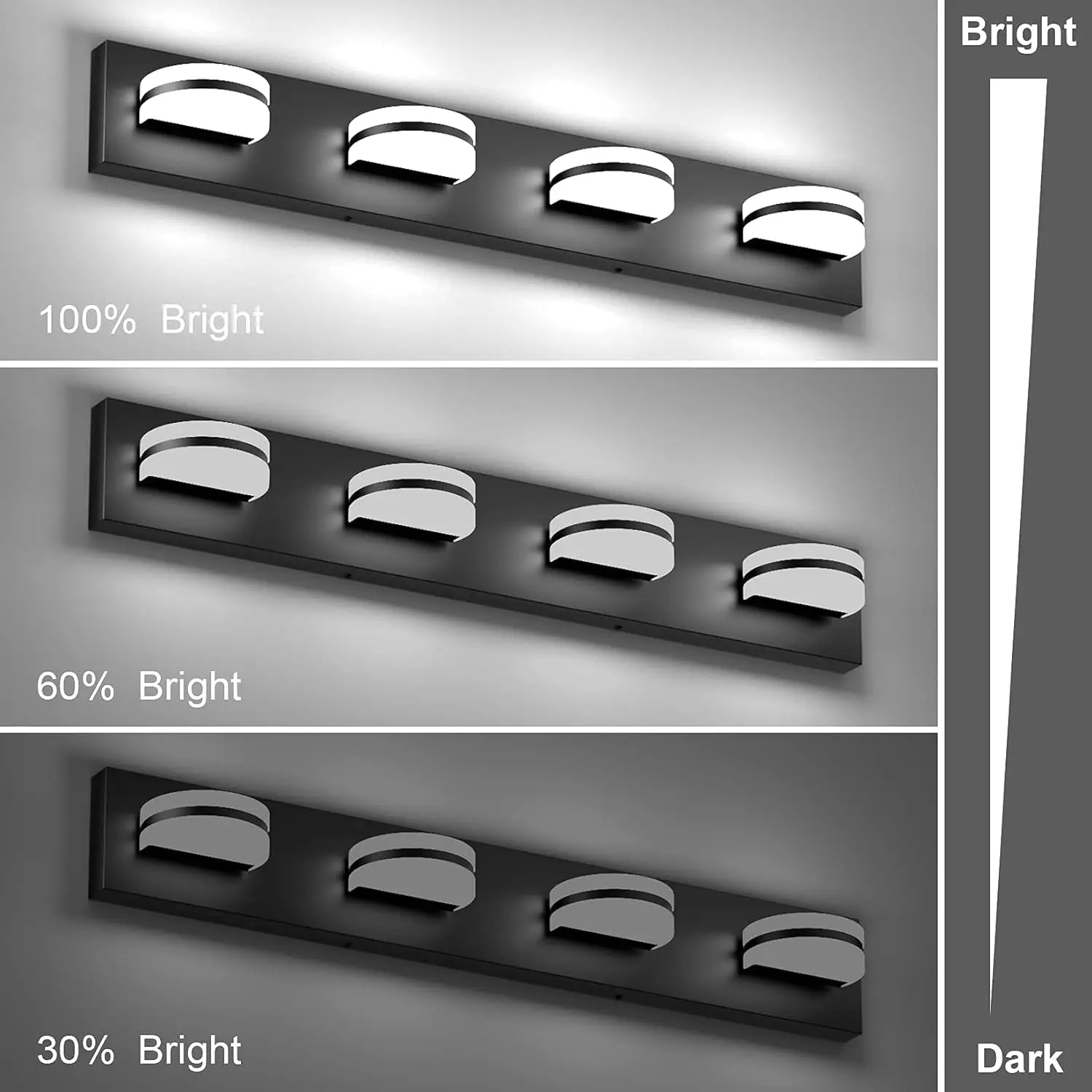 Spot Goods Dimmable Decorative Modern IP44 Rated LED 3CCT Wall-Mounted Mirror Lamps with 4 Bulbs for Bathroom