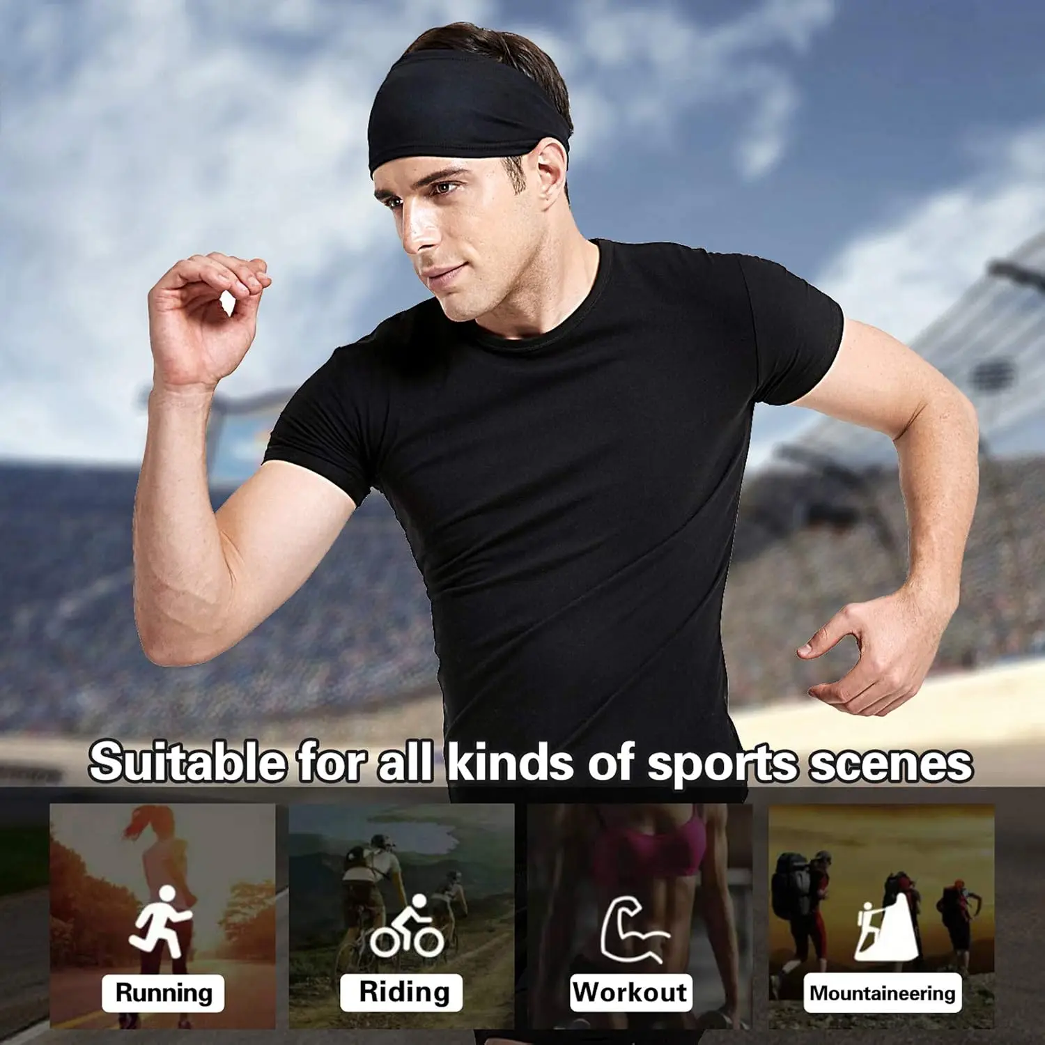 Elastic Sports Headbands Sweat Absorption Headdress Quick Dry Workout Headband Anti-slip Breathable Sweatbands for Yoga Running image 3