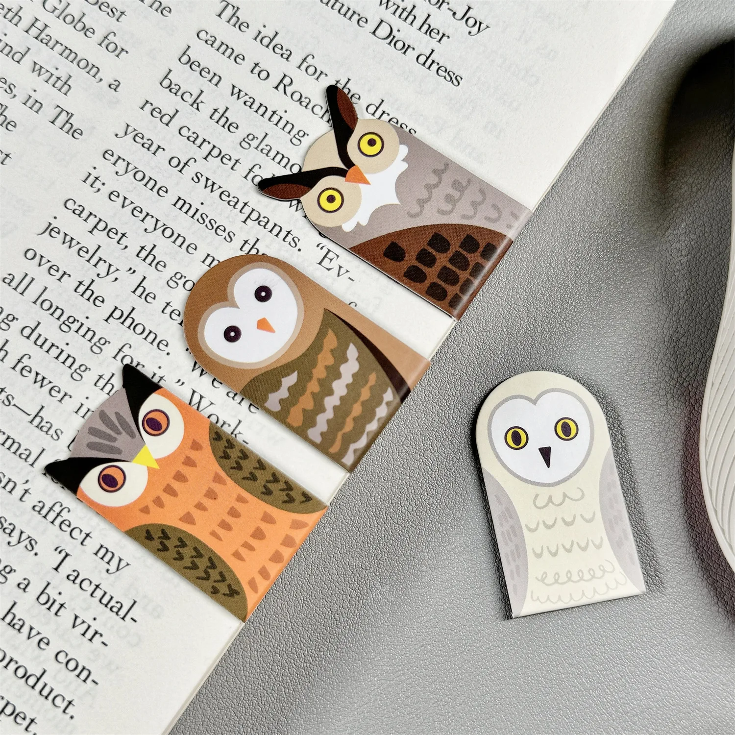 4pcs Cartoon Animal Magnetic Bookmarks Set Fox Lion Owl Woodpecker Penguin Unique Reading Gift Stationery Book Lover A3492