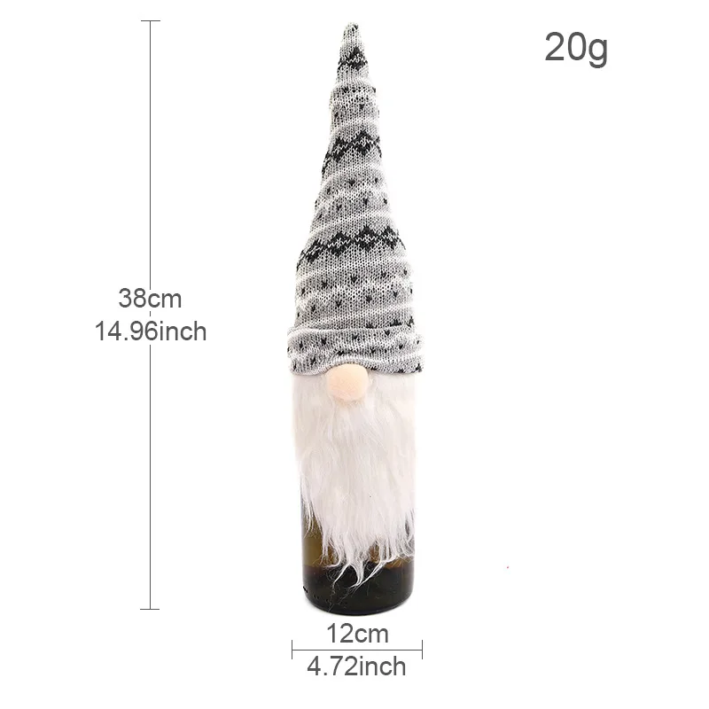 1Pc Knitted Christmas Faceless Gnome Wine Bottle Cover Santa Bottle Topper Xmas Home Table Party Decoration