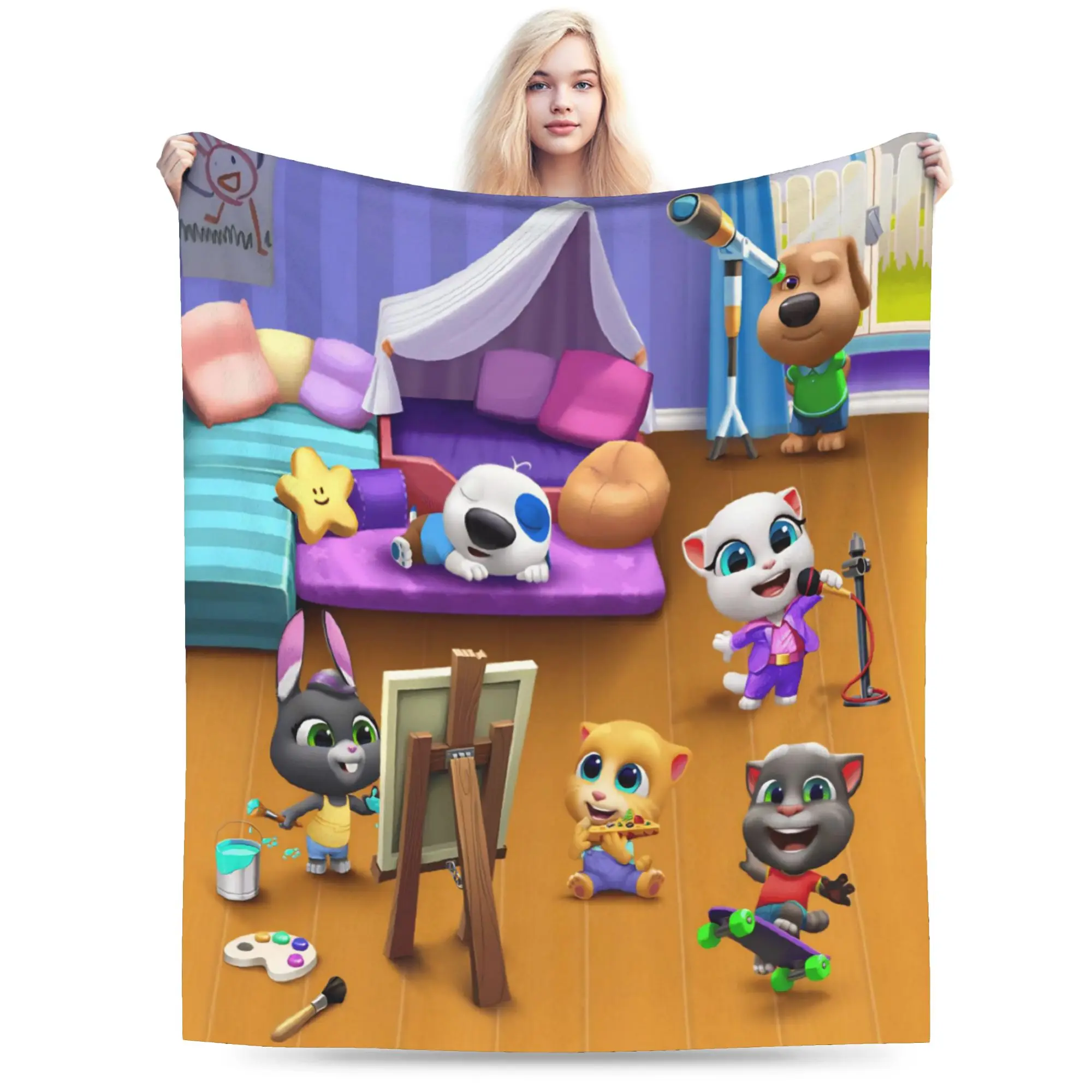 T-Talking T-Tom And F-Friends Blankets Flannel  Cozy Lightweight Thin Throw Blankets for Bed Rug Piece