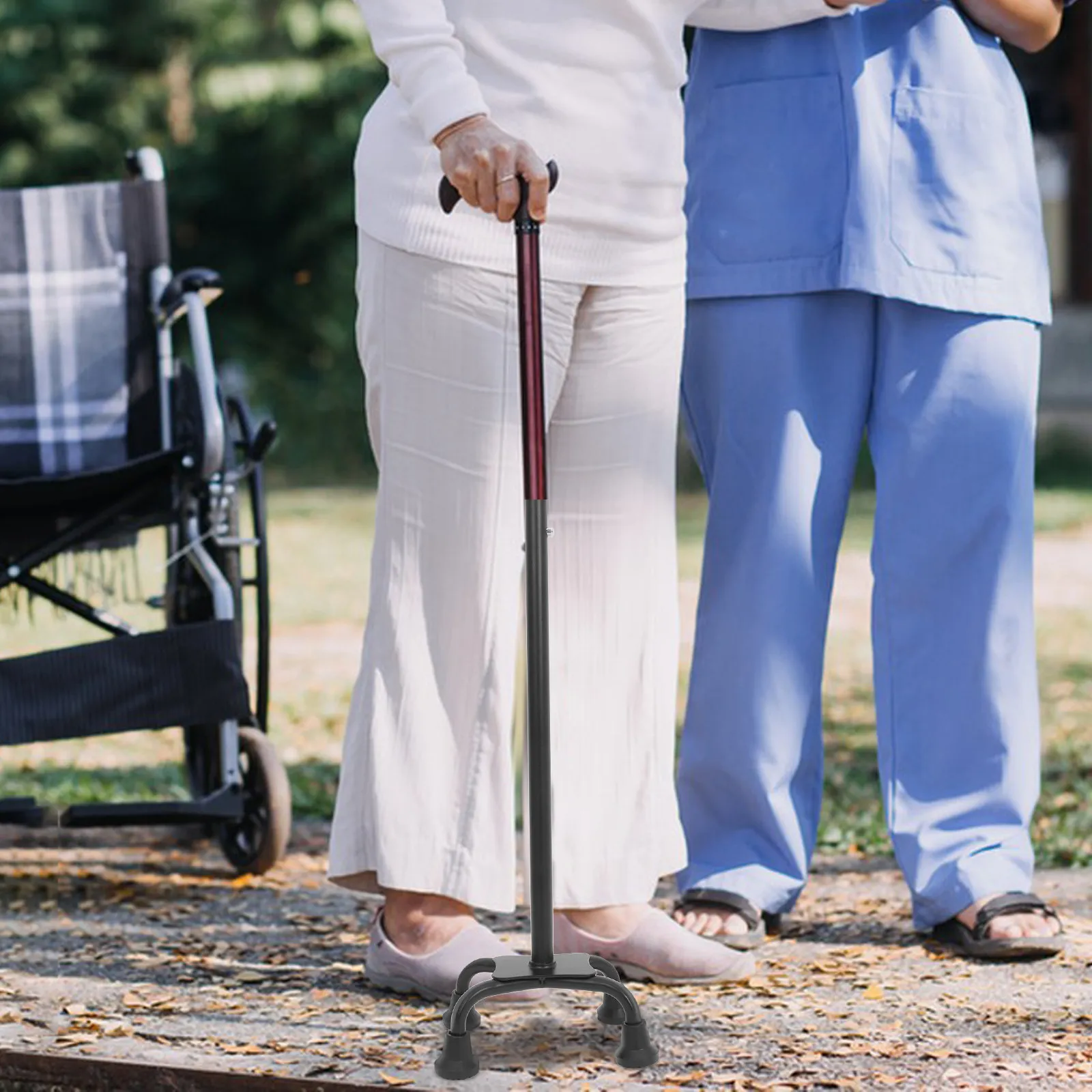 4 Points Quad Cane Tips Non Slip Rubber Foot Covers for Elderly Walking Cane Replacement Grip Support Accessories for Stability