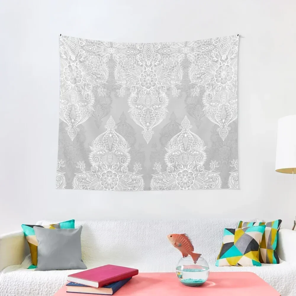 Lace & Shadows 2 - Monochrome Moroccan doodle Tapestry Christmas Decoration Wallpaper Bedroom Cute Decor Tapestry