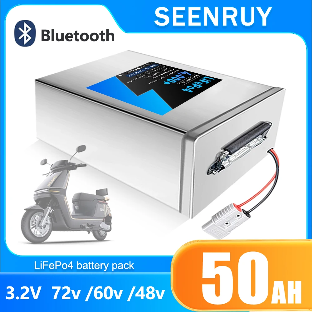 

SEENRUY 3.2V LiFePo4 Battery Pack 40AH 48V 60V 72V with 50A BMS for Tricycle Motorcycle Lithium Iron Phosphate