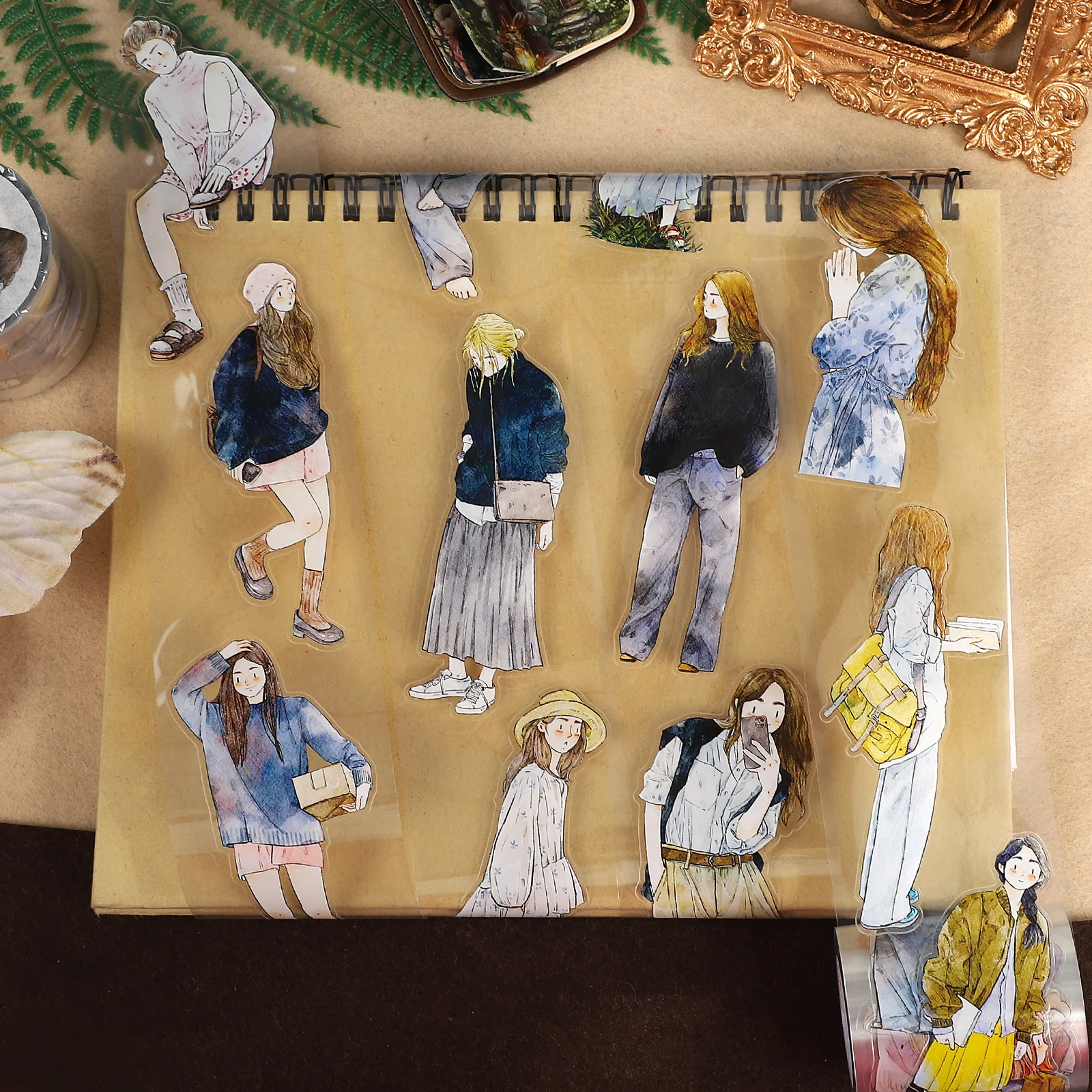 

JIANWU 50 мм * 10 м винтажная осенняя девушка персонаж пейзажный материал коллаж скрапбук ПЭТ лента креативный DIY журнал канцелярские принадлежности