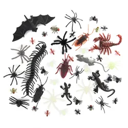 Inseto falso e galo para festa de Halloween, brinquedos engraçados semelhantes a aranhas, decoração do partido de Halloween, casa assombrada, acessórios assustadores, 1 pacote