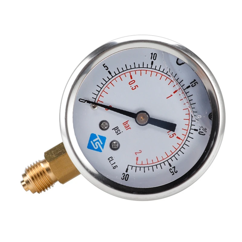 2X TS Low Pressure Gauge 0-2Bar,0-30Psi 1/4Inch 68Mm Dial Hydraulic Water Pressure Gauge Manometer Pressure