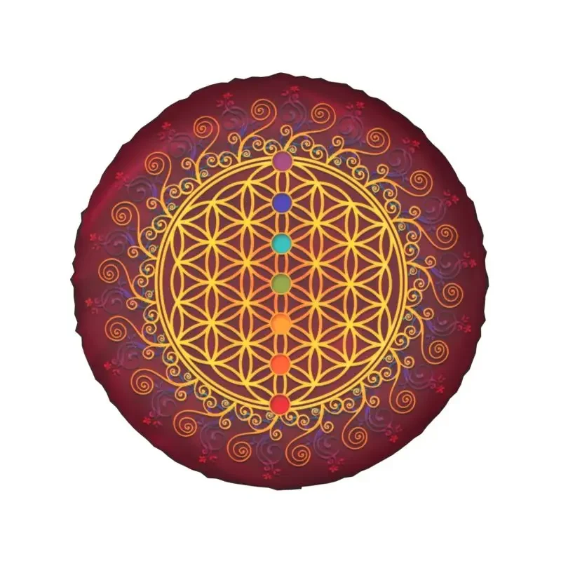 Flower Of Life Spare Wheel Tire Cover for Toyota Land Cruiser Prado Sacred Geometry Mandala Jeep RV SUV Camper 14