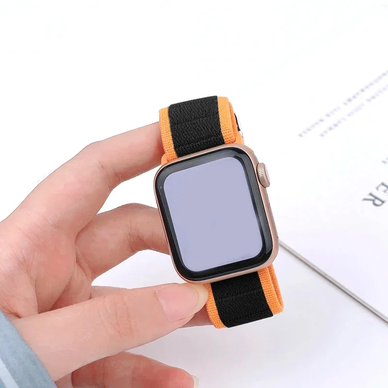 Correa de nailon para Apple watch Ultra band 44mm 40mm 45mm 41mm 42mm 46mm 49mm pulsera elástica iWatch serie 10 9 7 8 se 4 5 6 banda