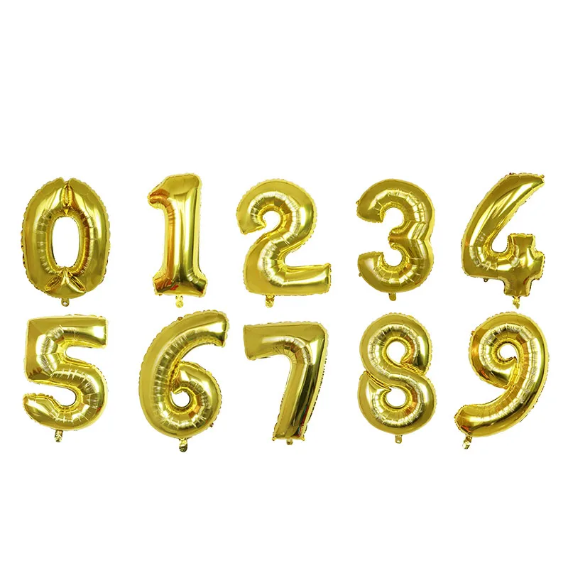 32 Inch Number Aluminum Film Balloon Gold Silver Red and Black Gradient Color Birthday Decoration Wedding Party Balloon