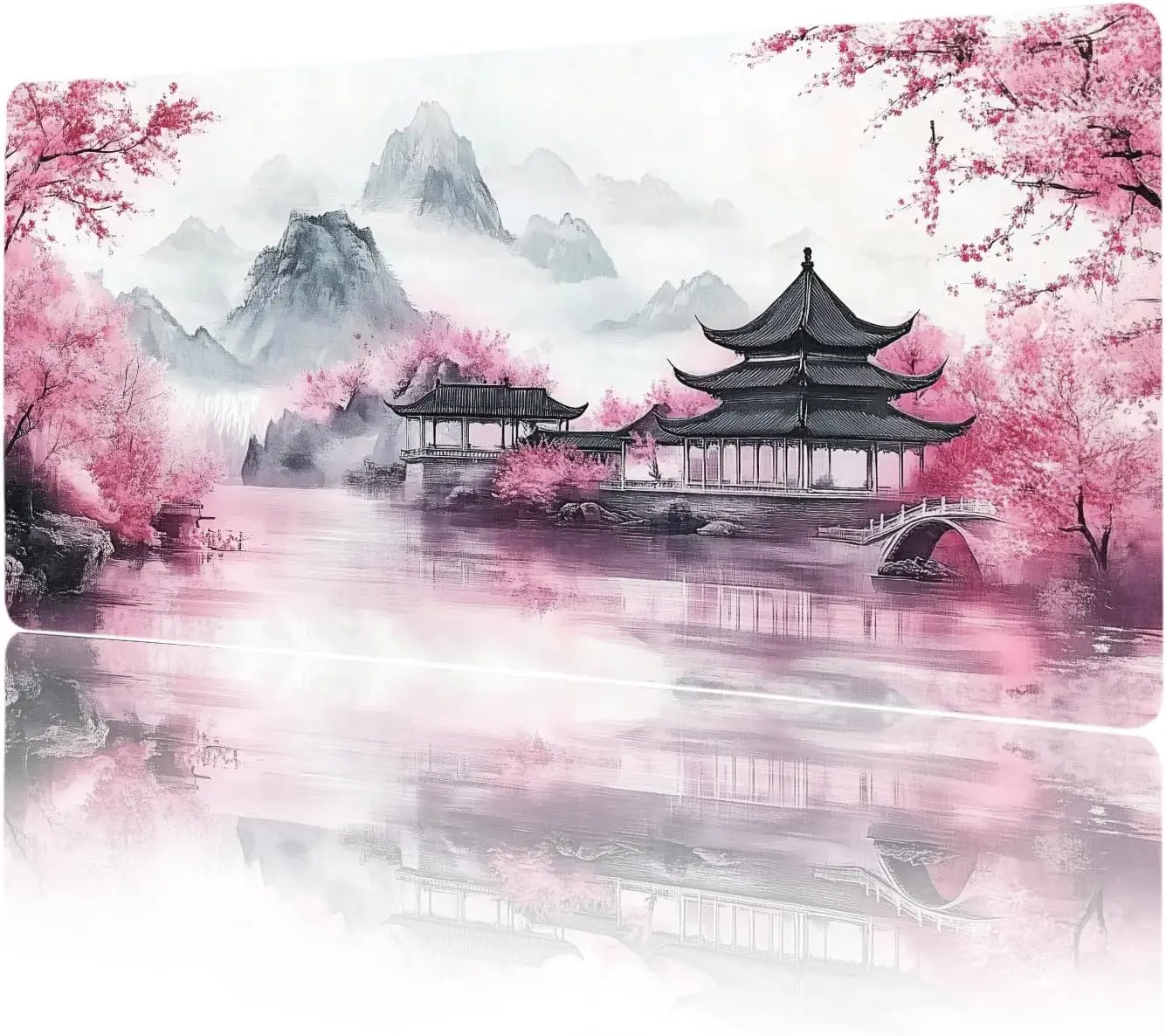 

New Cherry Blossom Landscape large game mousepad XXL PC mechanical keyboard pad High-definition printed rubber anti-slip carpet