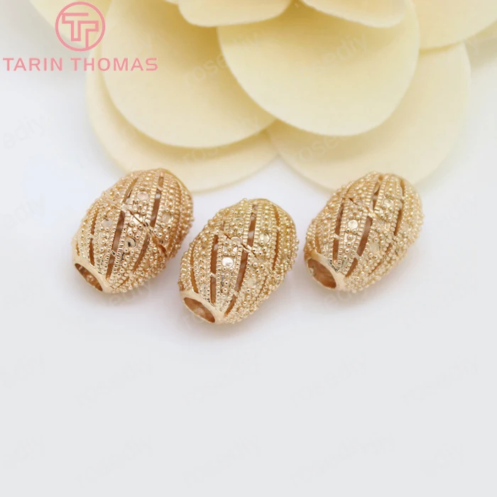 (2988)4PCS 13x17MM 24K Gold Color Plated Brass Oval Spacer Beads Bracelet Beads High Quality Diy Jewelry Accessories