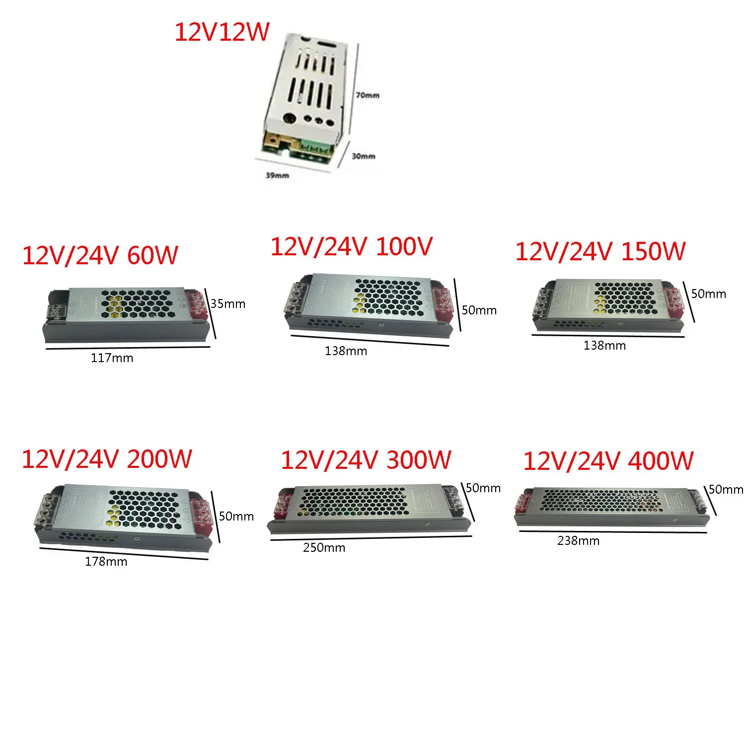 Ultra thin switch power supply driverAC110-240V TO DC 12V 24V Lighting Transformers 100W 200W 400W  switch power driver