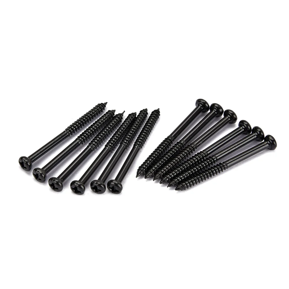 

12 Pcs Bass Pickup Mounting Screws Instrument Accessory for PB 90 Pickups(Black)