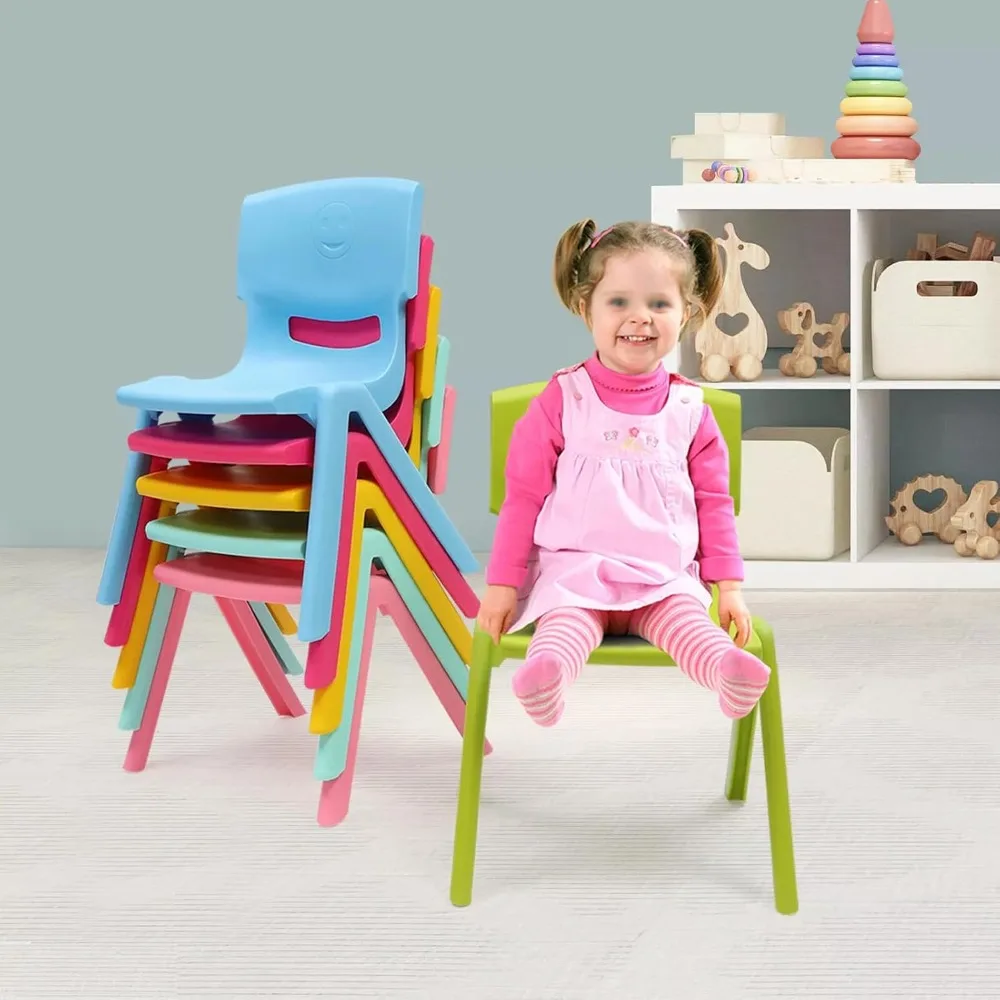 

6PCS Colorful Plastic Stackable School H Seat Chairs Preschool Chair with 11inch Seat Height for Kids Learning, Home,Preschool