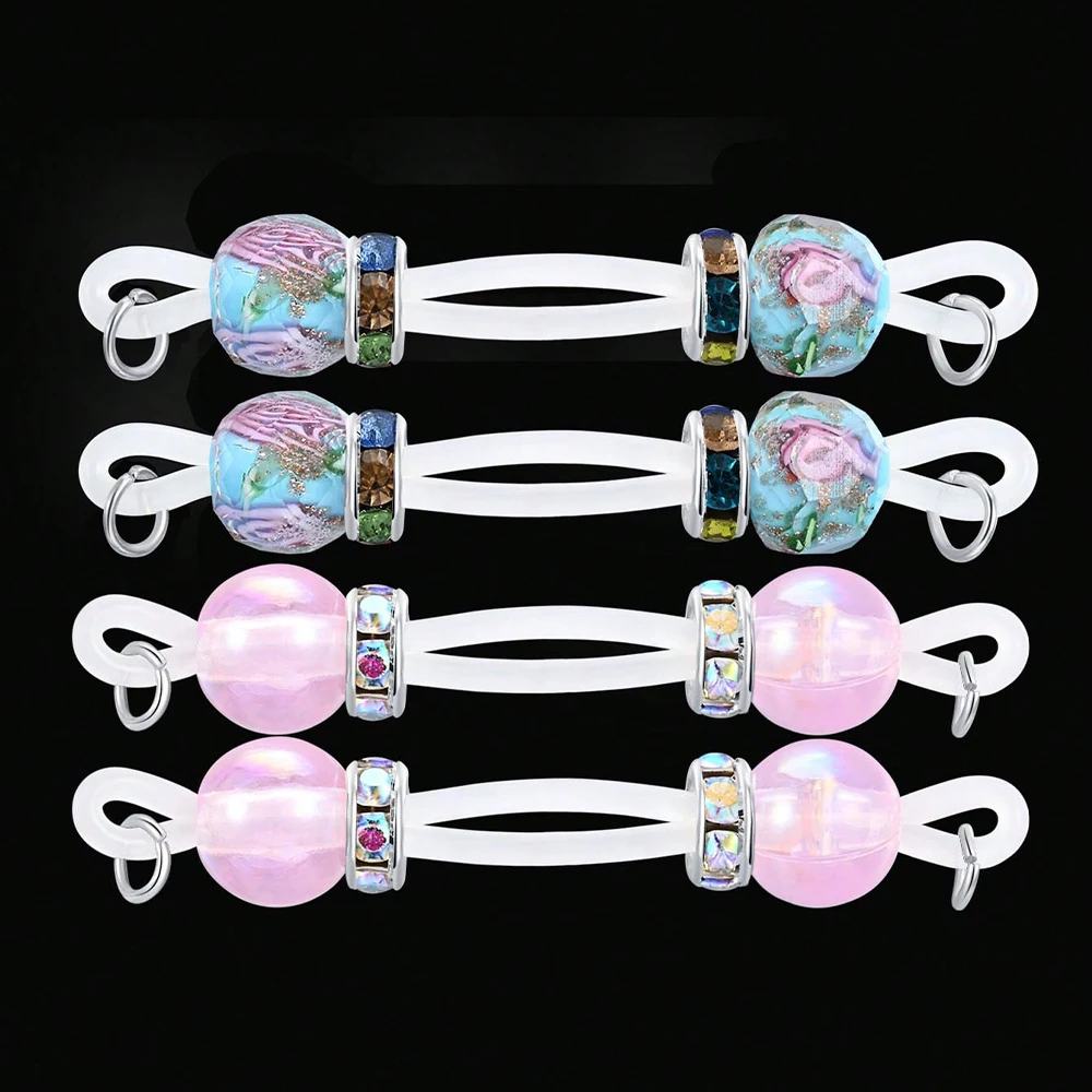 4 قطع من حلقات الحلمات المزيفة - أنف حلمة للارتداء اليومي قابلة للتعديل - خرز حلوى 8 مم، ثقب الحلمة الصناعية غير المثقوبة