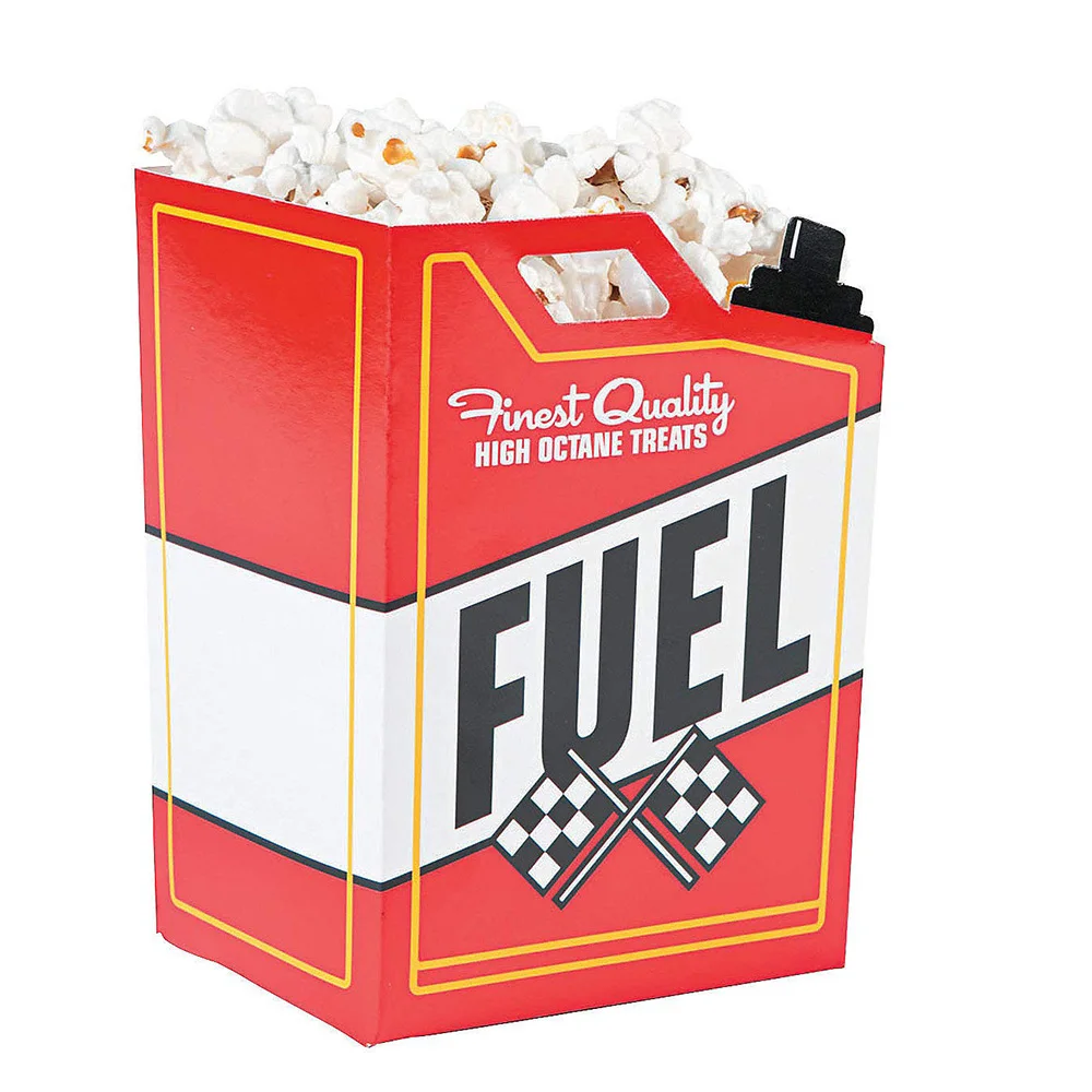 Race Car Fuel Can Popcorn Treat Boxes Checkered Flags Black White Racing Flag Monster Truck Racing Birthday Supplies