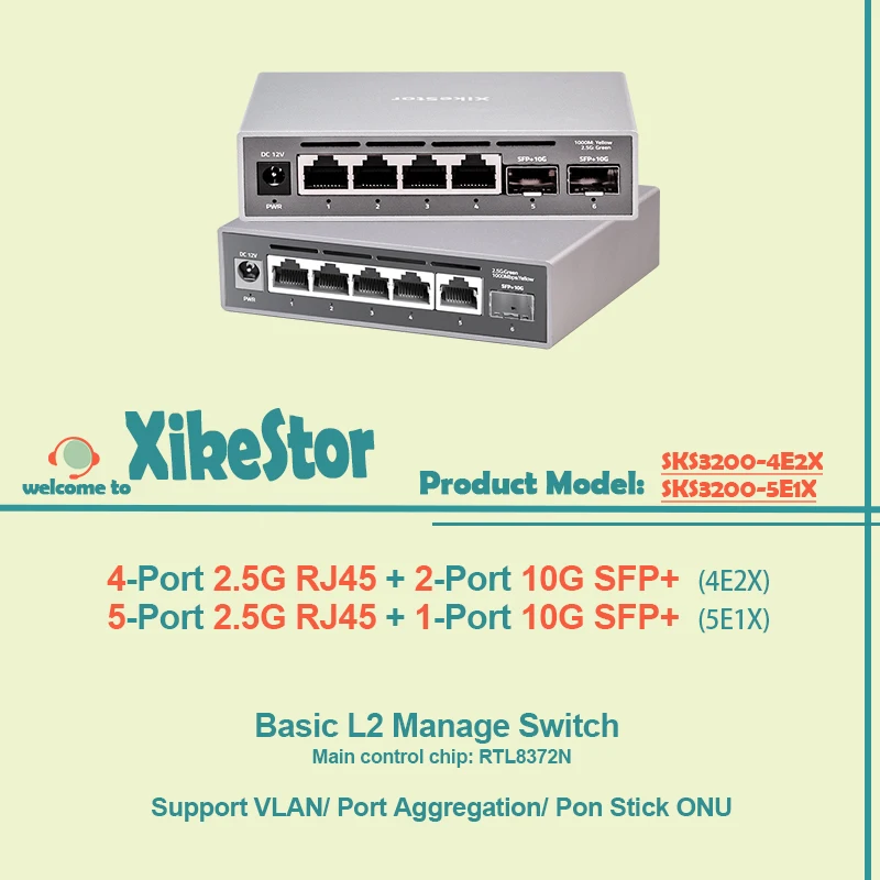 xikestor-basic-l2-rete-gestita-con-4-porte-25g-rj45-e-2-porte-10g-sfp-supporto-vlan-aggregazione-porte-pon-stick-onu