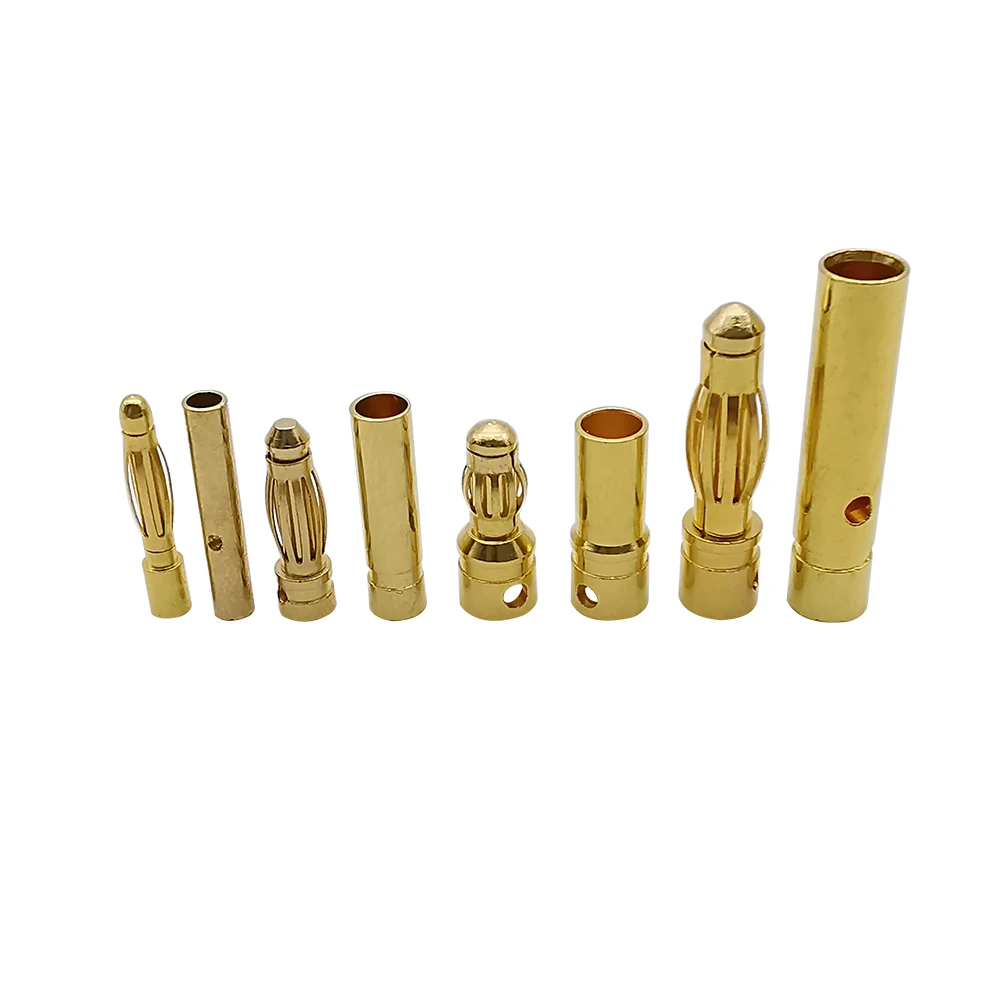 5Pairs Gold Plated Brass 2mm 3mm 3.5mm 4mm 5mm 6mm 8mm Banana Connector Plug Bullet Male Female ESC Lipo RC Battery Plugs