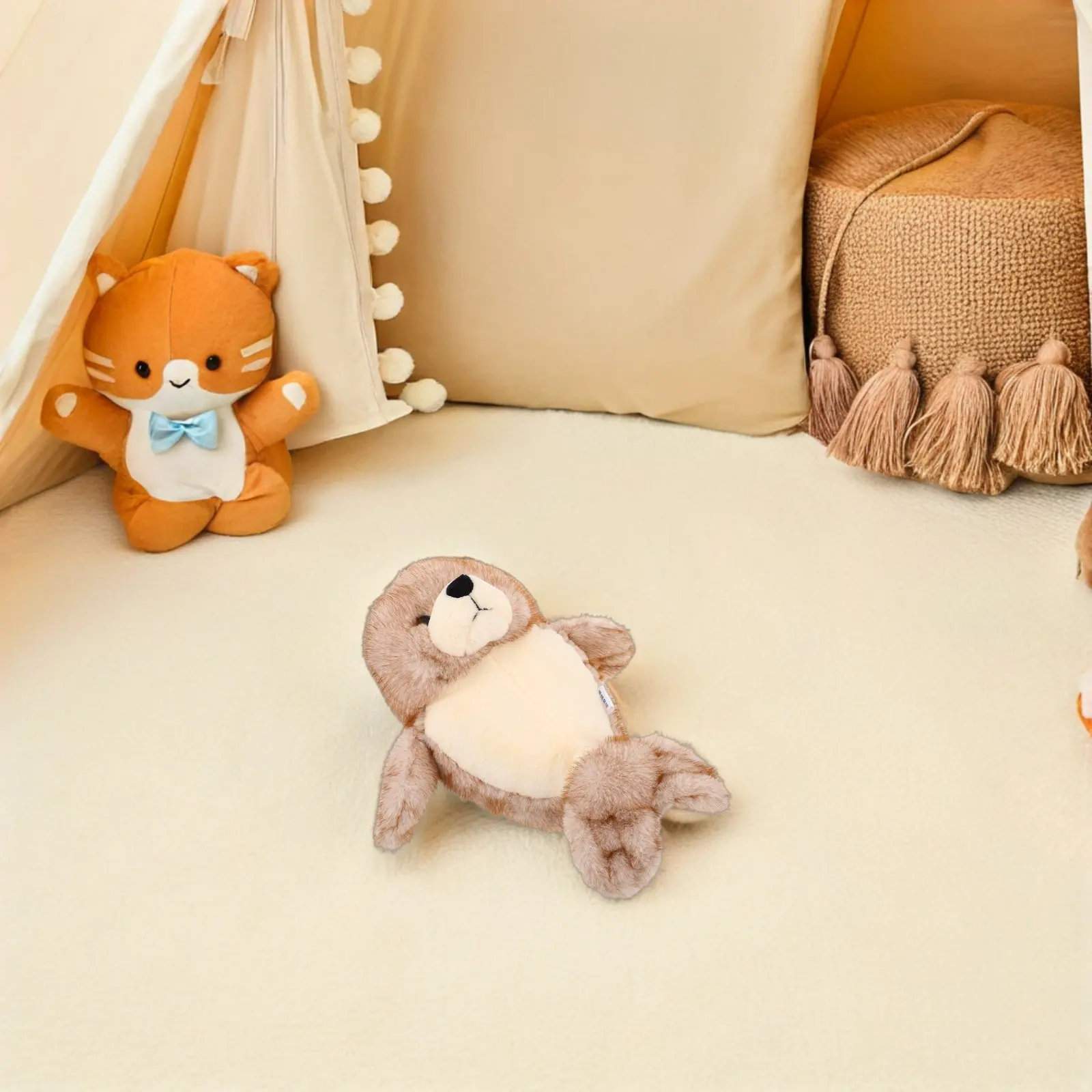 Seal Stuffed Animal Soft Cuddly Brown Nursery Room Decor Hugging Pillow Boys Girls Baby Shower Birthday Party Favor Seal Pillow