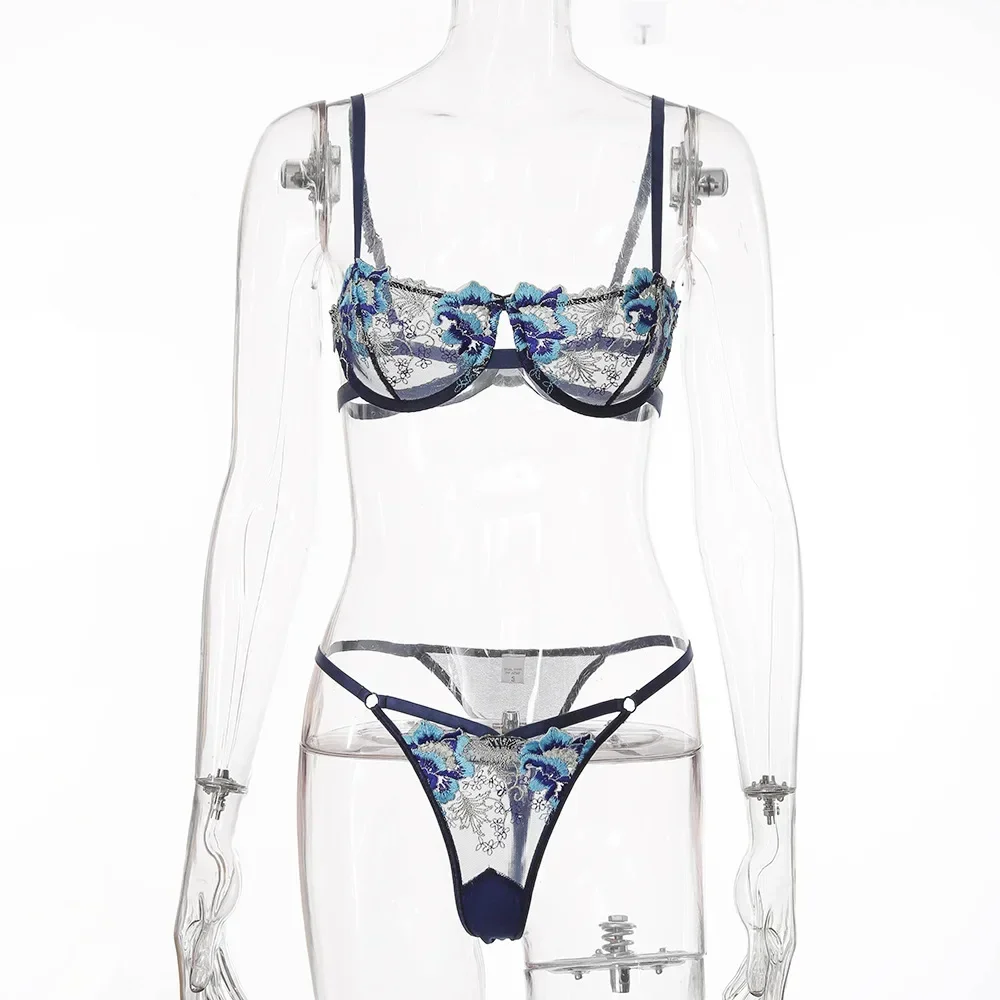 

Sexy Women's Underwear Set Push Bra + Thong Panties Lace Lingerie Set Ladies Transparent Bra Set Sexy Underwear for Female
