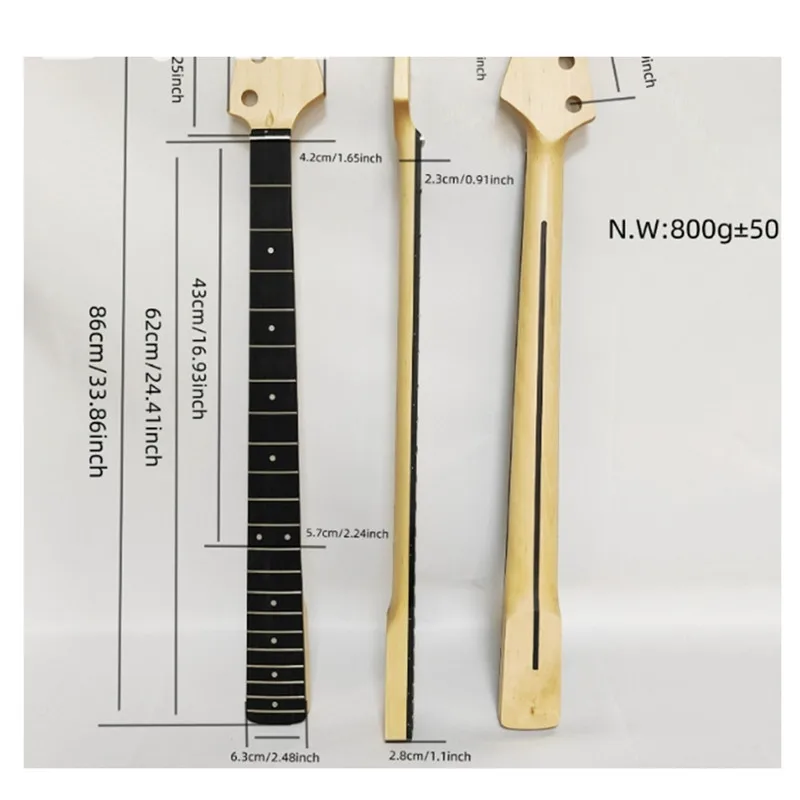 21 Bünde 4 Saiten Ahorn Hals Palisander Griffbrett Bass Hals Gitarrenzubehör Teile Musikinstrument – Detail 6