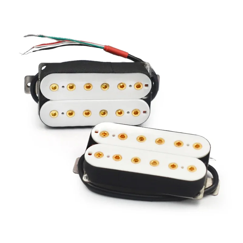 White Humbucker Pickup Set Neck & Bridge for Electric Guitar, 4-Conductor Wiring for Coil Split
