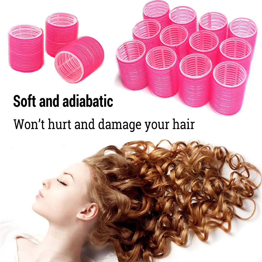 Rolos de cabelo auto aperto com gancho, Heatless Hair Roller, Salon Hair Dressing Curlers, Sticky Hair Styling Tools, Tamanho Jumbo