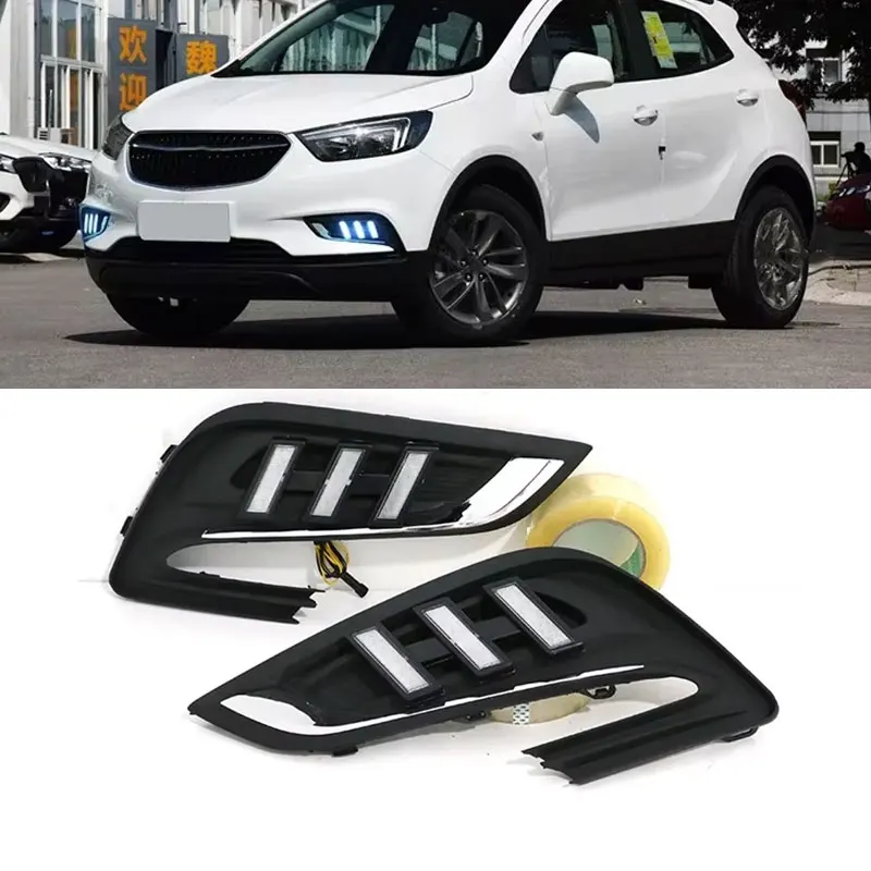 

2pcs LED For Buick Encore Opel mokka 2017 2018 Driving DRL Daytime Running Light fog lamp Relay LED DRL Daylights
