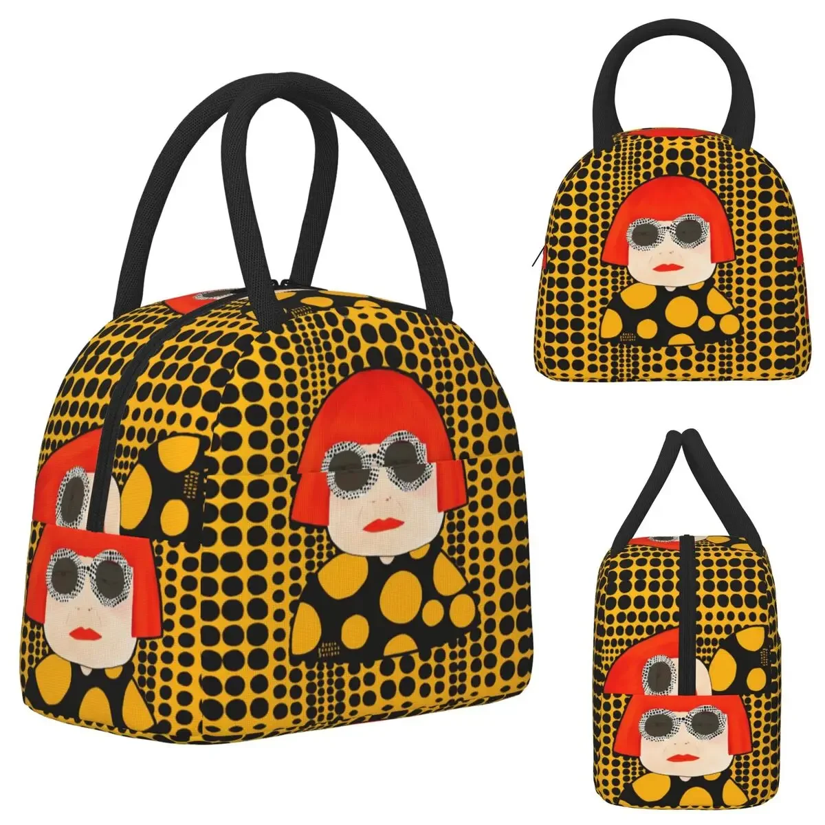 Yayoi Kusama Abstract Painting Insulated Lunch Bag for Kids School Cooler Thermal Food Box Tote Leakproof Lunch Boxes Container