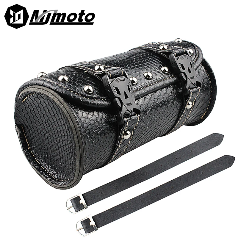 MJMOTO New Retro Black Leather Motorcycle Mini Tool Bag Waterproof Motorbike Hangbag Wear-resistant Moto Saddle Bag Non-toxic