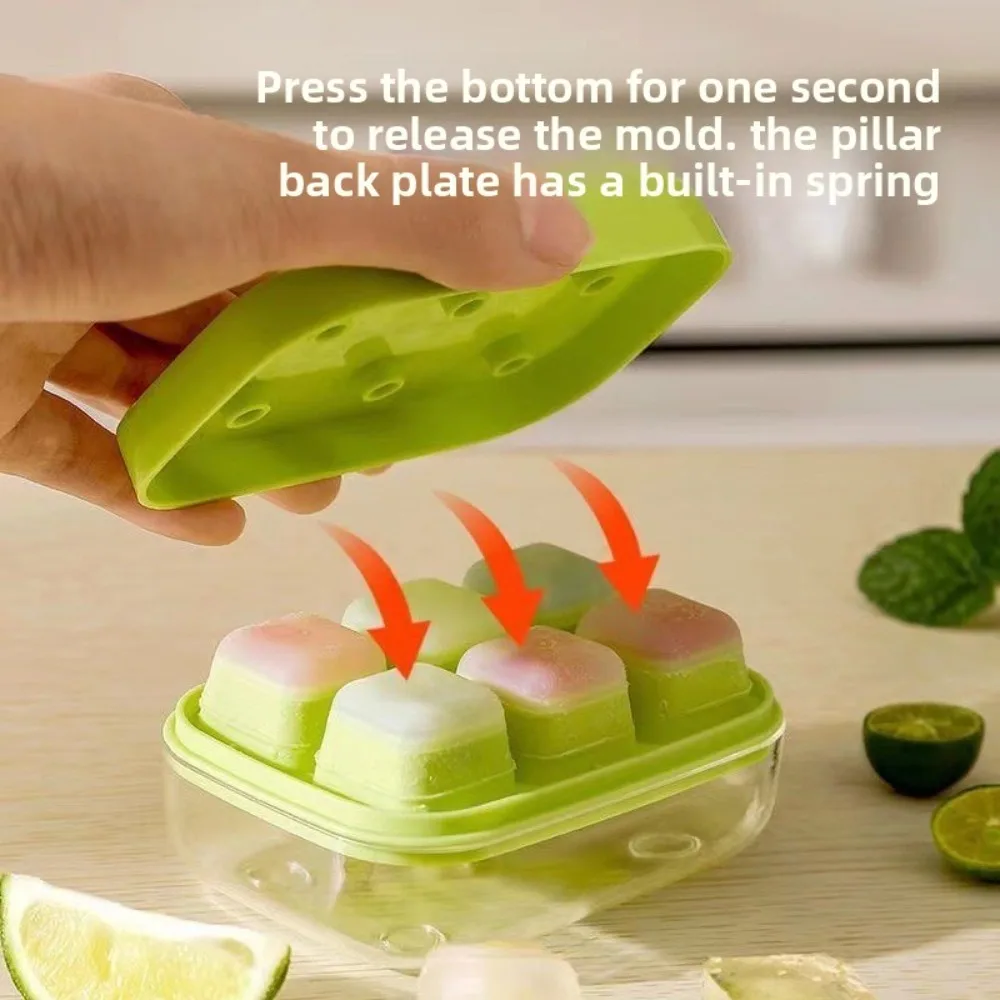 Food Grade Silicone Ice Cube Tray with Lid, Mini Press Type Stackable Ice Mold, Easy Release Refrigerator Ice Maker for Home Bar