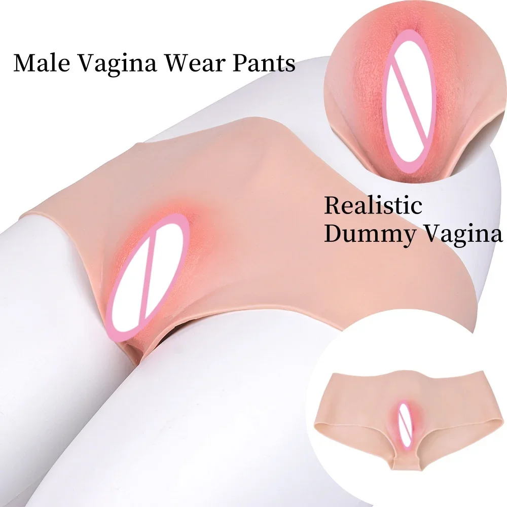 Realistic Pussy Silicone Triangle Pant Fake Vaginal Hiding Gaff Hip Enhancer for Sissy Transgender Crossdressers Panty Underwear