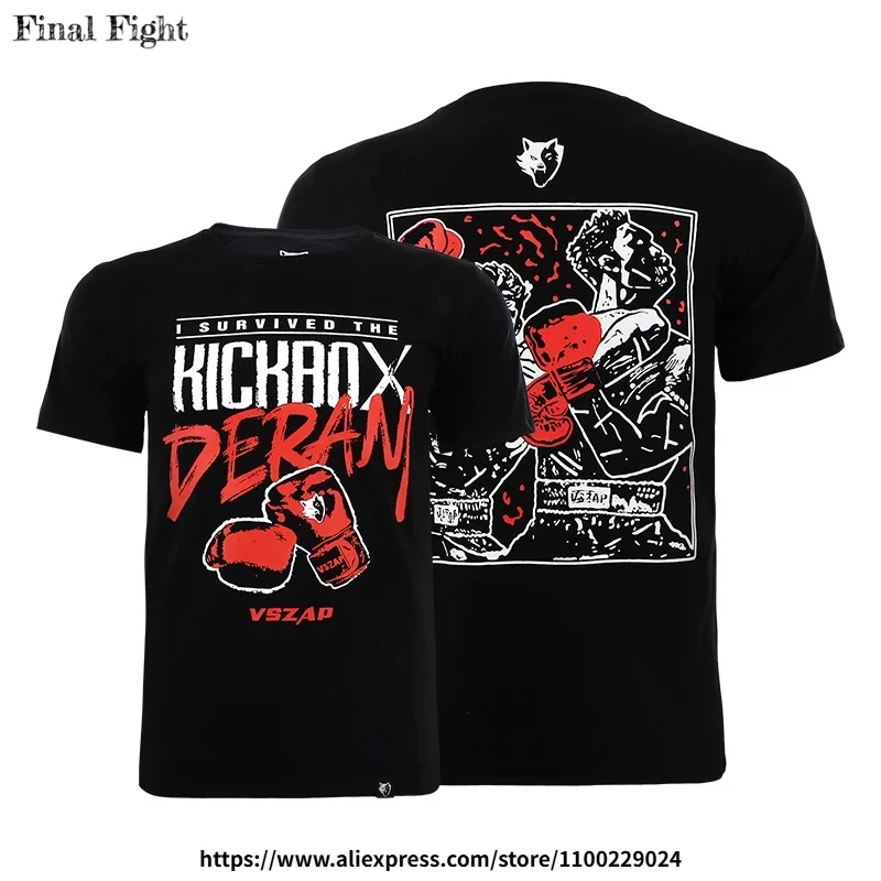 Vszap boxe t camisa de algodão bjj jiu jitsu mma camisas de treinamento fitness luta sparring luta kickboxing boxe rash guard