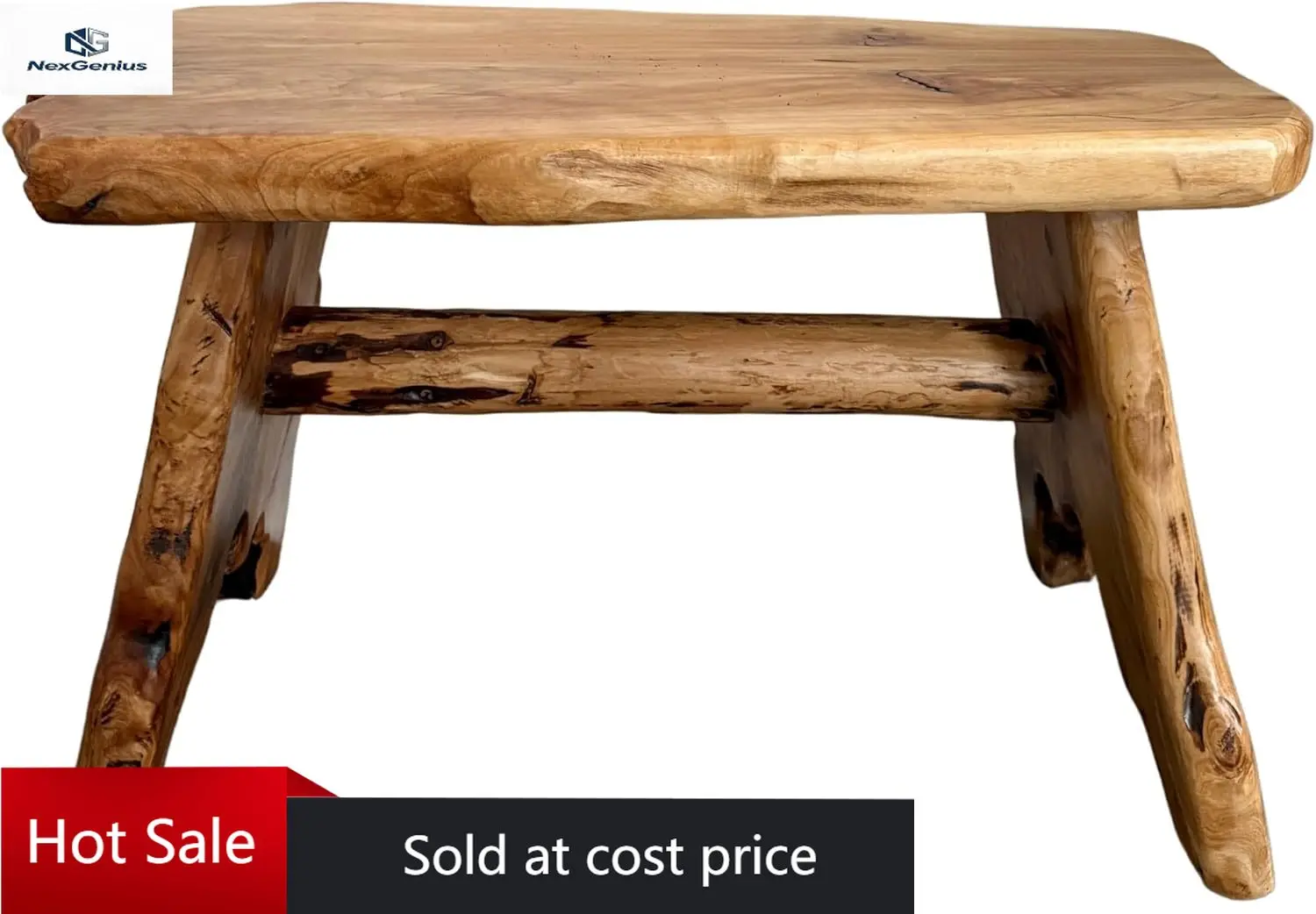 

Табурет из кедрового дерева с естественным краем, для дома и улицы, садовая скамья, прикроватная тумбочка, приставной столик, подставка для растений - Д28 x Ш14 x В17.5