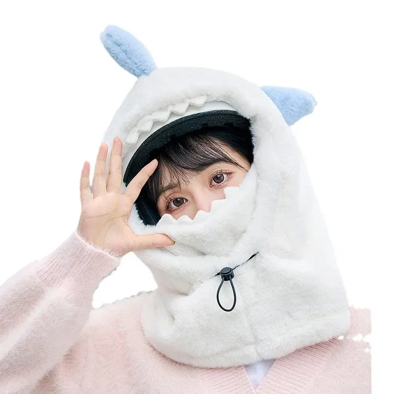 Cartoon Shark Winter Warm Ski Helmet Cover Soft Fleece Comfortable Head Warmer Skiing Decorative Hat