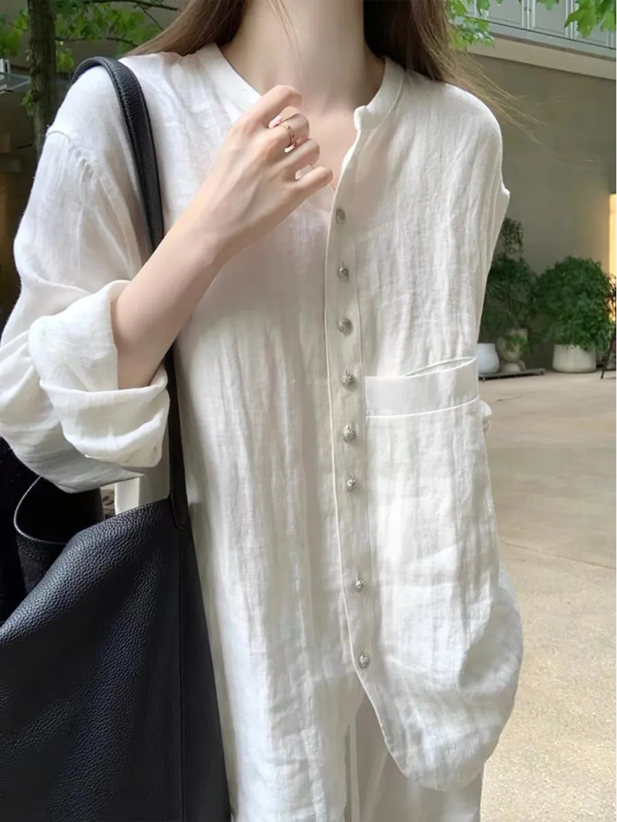 

Белая льняная защита от солнца irt Jaet, женская летняя свободная длинная одежда свезен Sle, новая китайская трендовая верхняя одежда