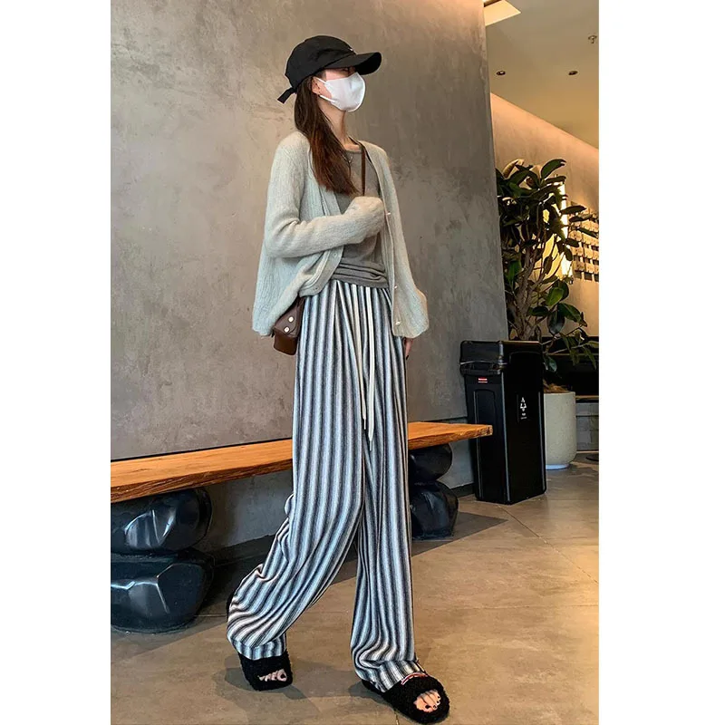 Pantalones de mujer Pantalones de cintura y pierna ancha con cintura alta y piernas anchas Y2K Pantalones de mujer Pantalones sueltos Pantalones elásticos de mujer