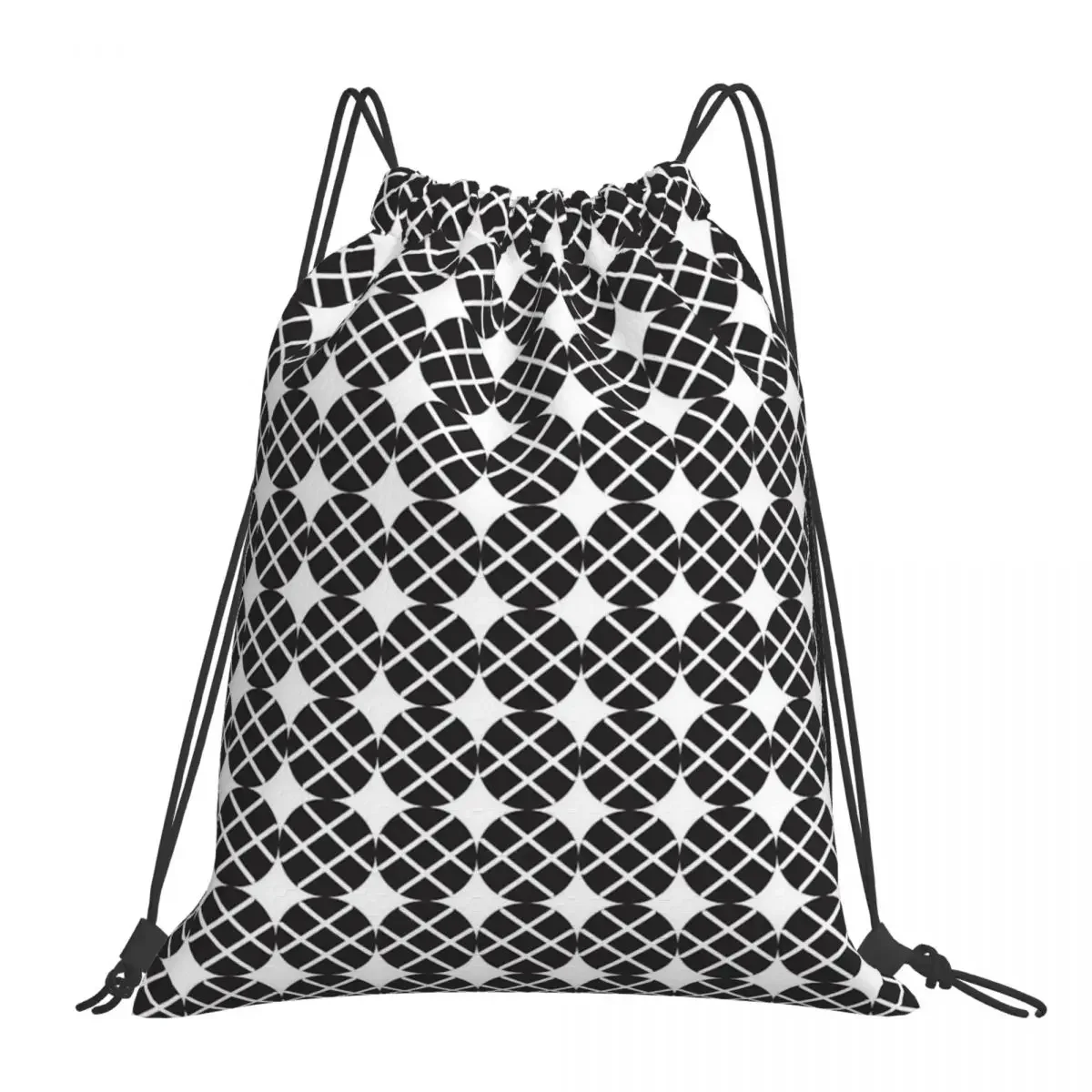 

White Stars On A Net Backpack Fashion Portable Drawstring Bags Drawstring Bundle Pocket Storage Bag BookBag For Man Woman School