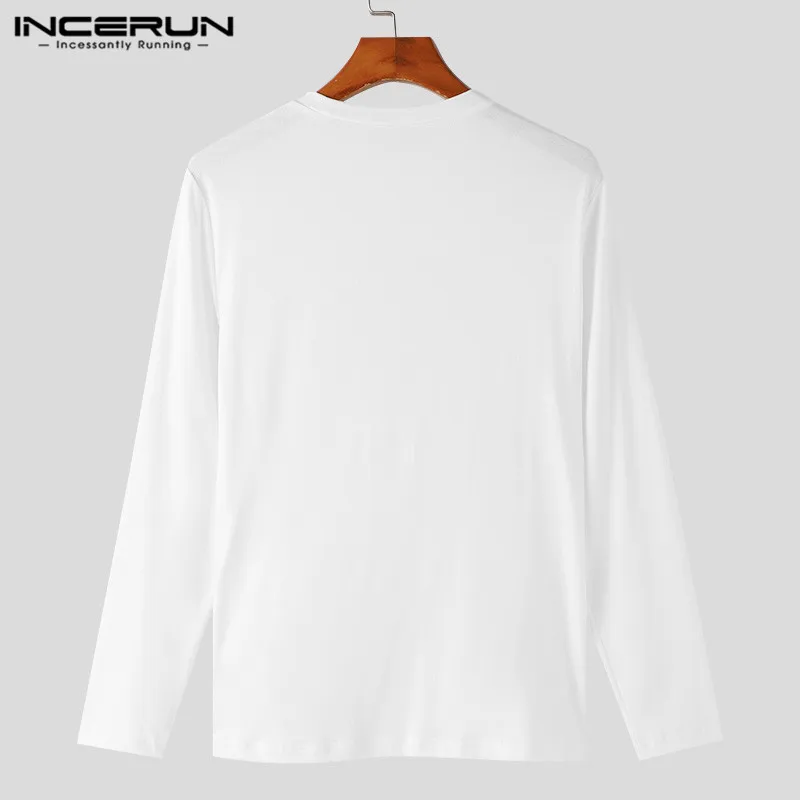 Handsome New Mens Tops INCERUN Deconstruction Design T-shirts Casual Solid Hollow Knitted Tight Long Sleeves Camiseta S-5XL 2024