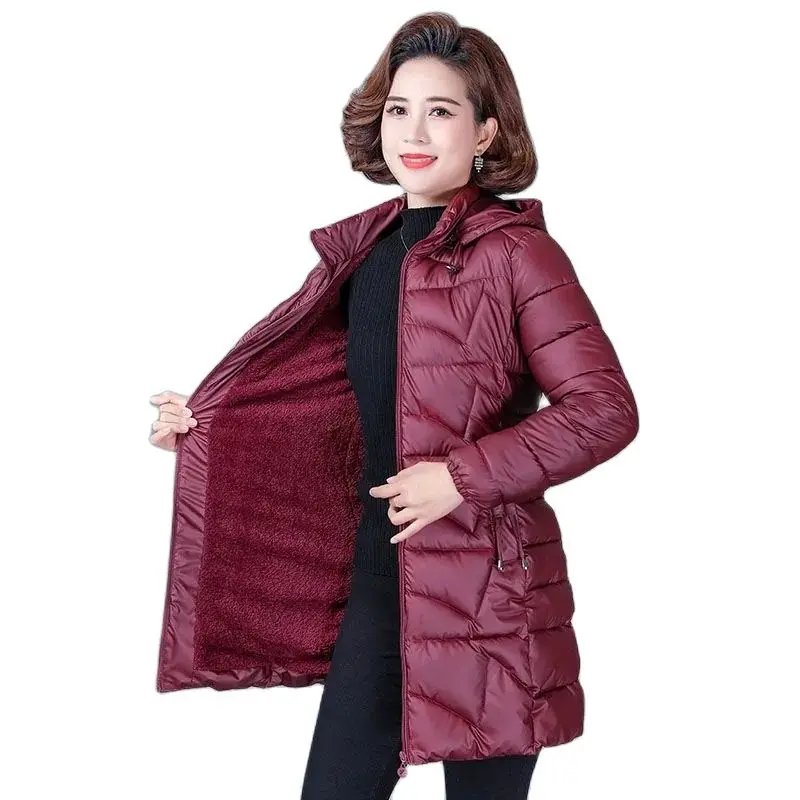 

Middle-aged Woman Fleece Warm Jacket 2022 New Female Autumn Add Velvet Winter Warm Overcoat Femme Loose Large Size XL-6XL Parkas