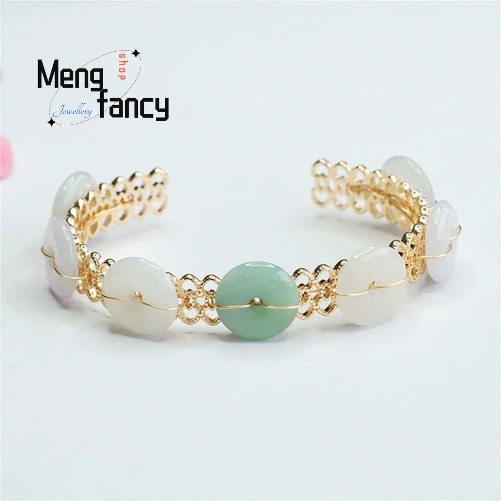 

Natural Myanmar A-goods Jadeite Peace Buckle Jade Bracelet Exquisite Elegant Simple High-grade Luxury Quality Fashion Jewelry