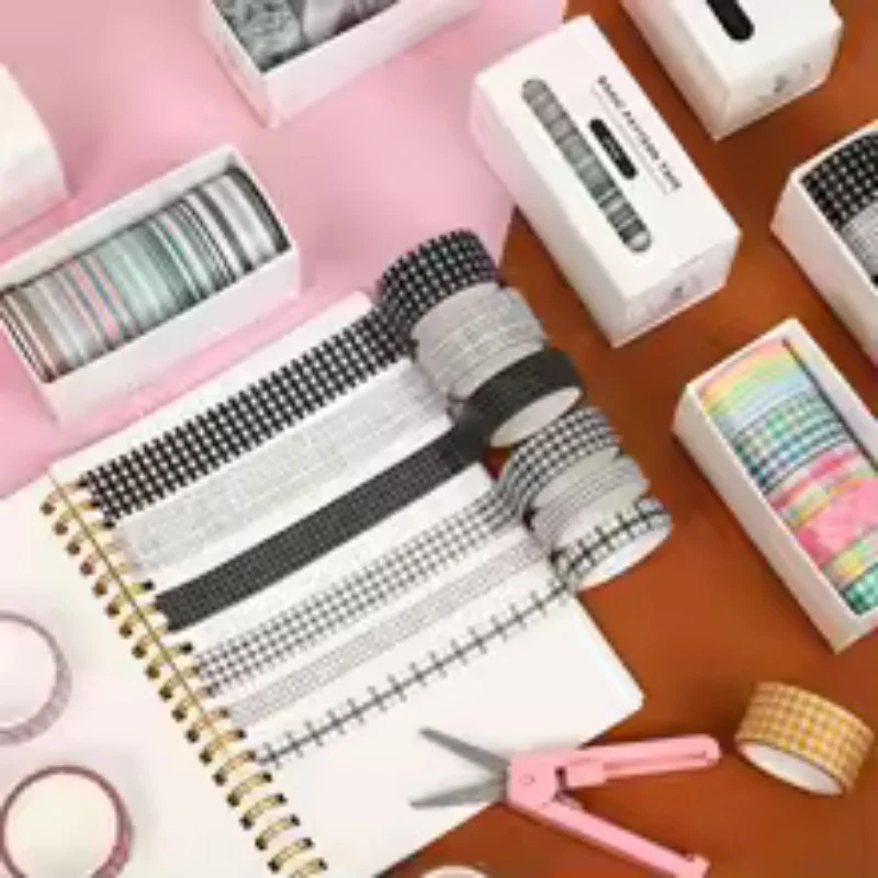 6 Rolls Stripe Pattern Tape DIY Notebook Collage Stationery Decorative Tape Journal Collage Gift Decorative Tape