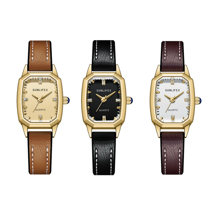 Sunlifex Casual Watches Square Leather Strap Fashionable Clock Quartz Wristwatch for Women Ladies Watch Gift relojes de mujer