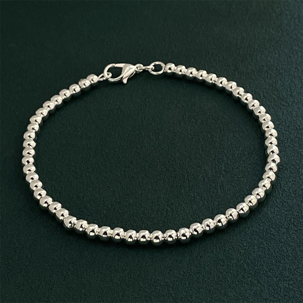 925 Silber Farbe Armband Modeschmuck 4mm Bean Armband Hohlperlen Armband Fabrik Großhandel Qualitätsgeschenke