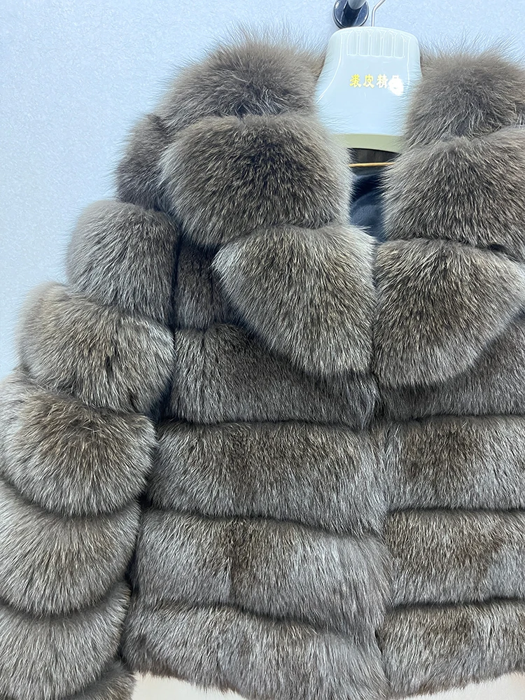 2025 Fashion Furry Real Fox Fur Coat Winter Women'S New Leather And Skin Natural Whole Skin Fox Fur  Long Sleeve Short Coat