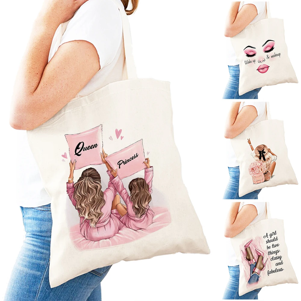 

Fashion Pink Perfume Bottle Peony Flowe Shoulder Tote Girl Grocery Handbag Doubl Print Women Shopper Bag Eco Lady Shopping Bags