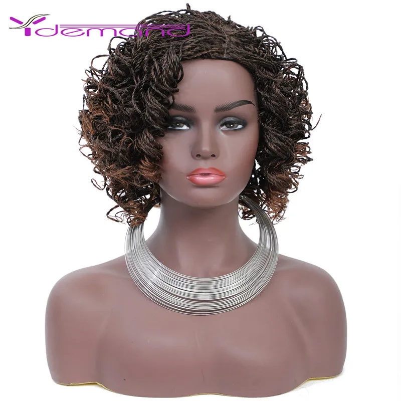 Y Demand Crochet Wigs Two Strands Of Hair Twist Curly Braided Synthetic Braiding Hair Wig BOBO Styles For Negro Women