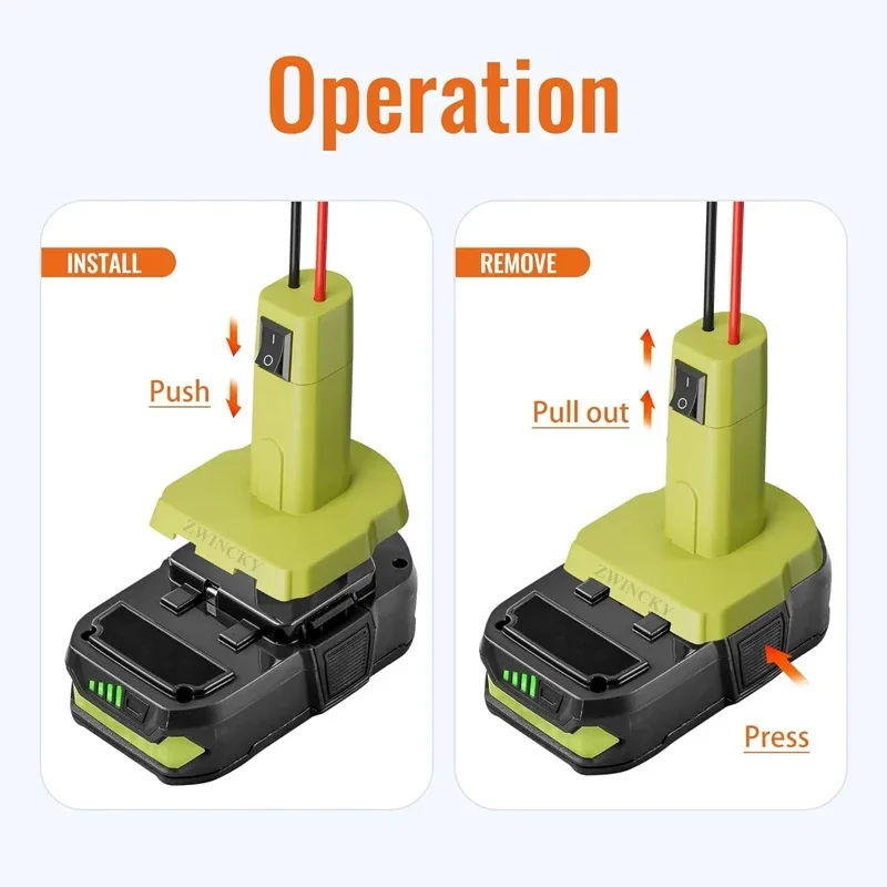 Power Wheel Adapter For Ryobi 18V Battery 12 Gauge Wire Power Convertor P102 P103 P104 P105 P107 Li-ion & Ni-CD Battery Adapter