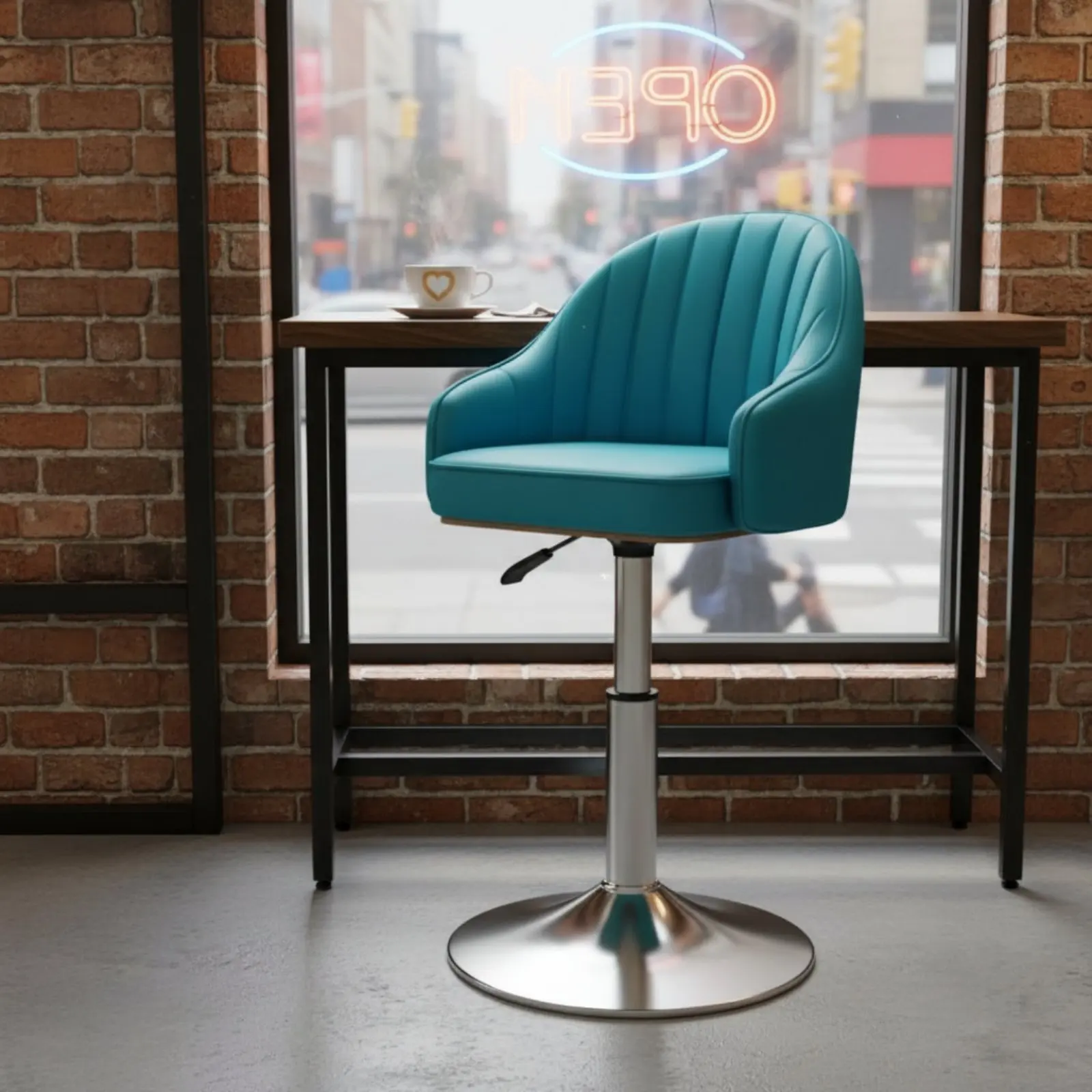 

Adjustable Rotating Bar Stool Ergonomic Backrest Modern Pedestal Bar Stool Upholstered Counter Chair with Support